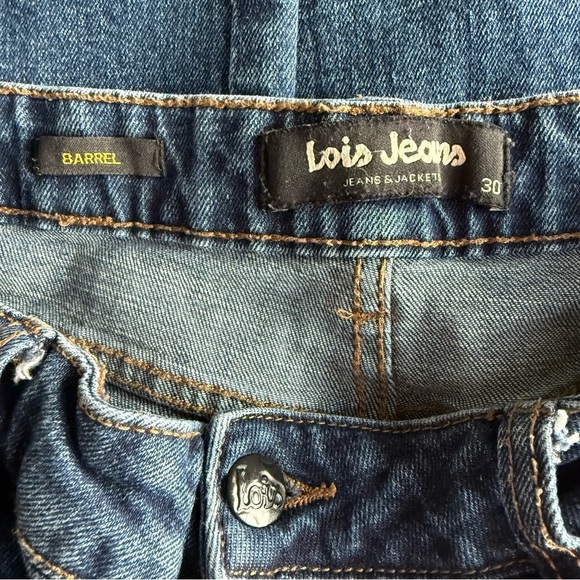 Lois Jeans Barrel Ivana High Rise Dark Wash Straight Leg - Picture 13 of 16